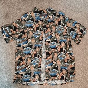 Croft & Barrow Men's Black Tropical Print Shirt